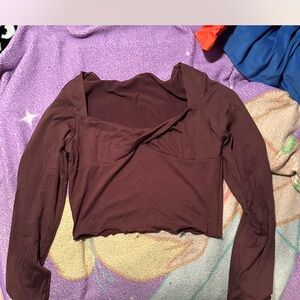 Brown/ burgundy long sleeve Crop Top